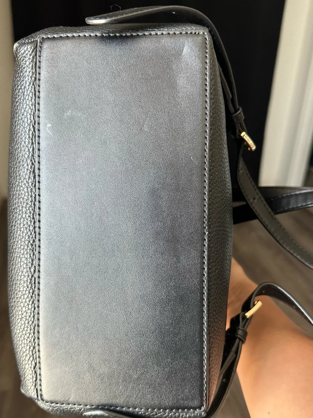 Michael Kors Black Leather Backpack with Gold Hardware